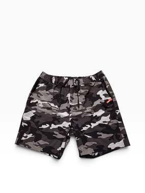 Split Performance Camouflage Shorts Size M Black Grey White